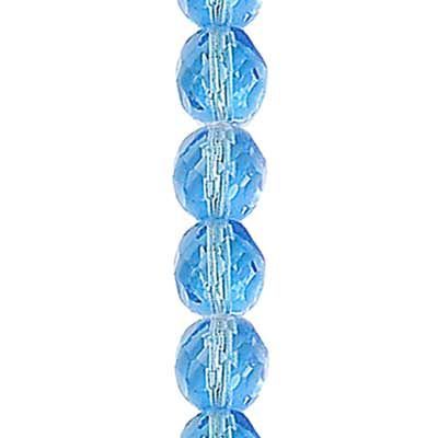 6MM LT. SAPPHIRE CZECH Glass Fire Polished Beads