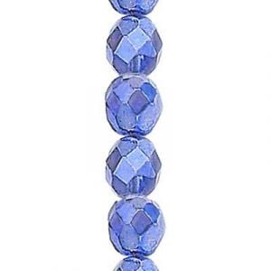 6mm Violet Met Ice Czech Glass Fire Polished Beads