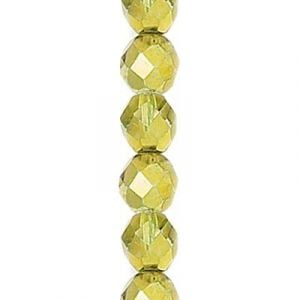 6mm Avocado Met Ice Czech Glass Fire Polished Beads