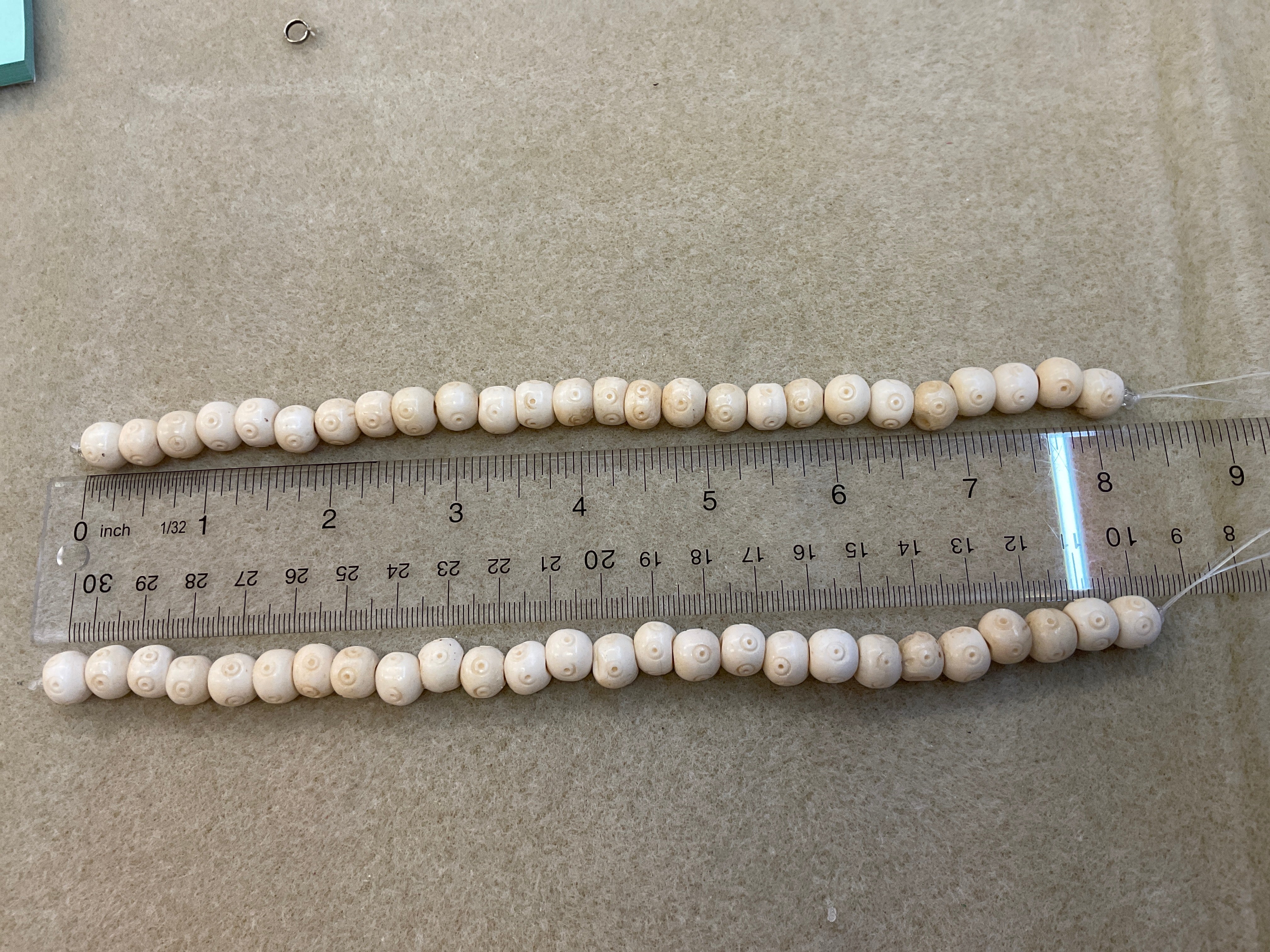 Bone Beads Round w/Circles/Dots