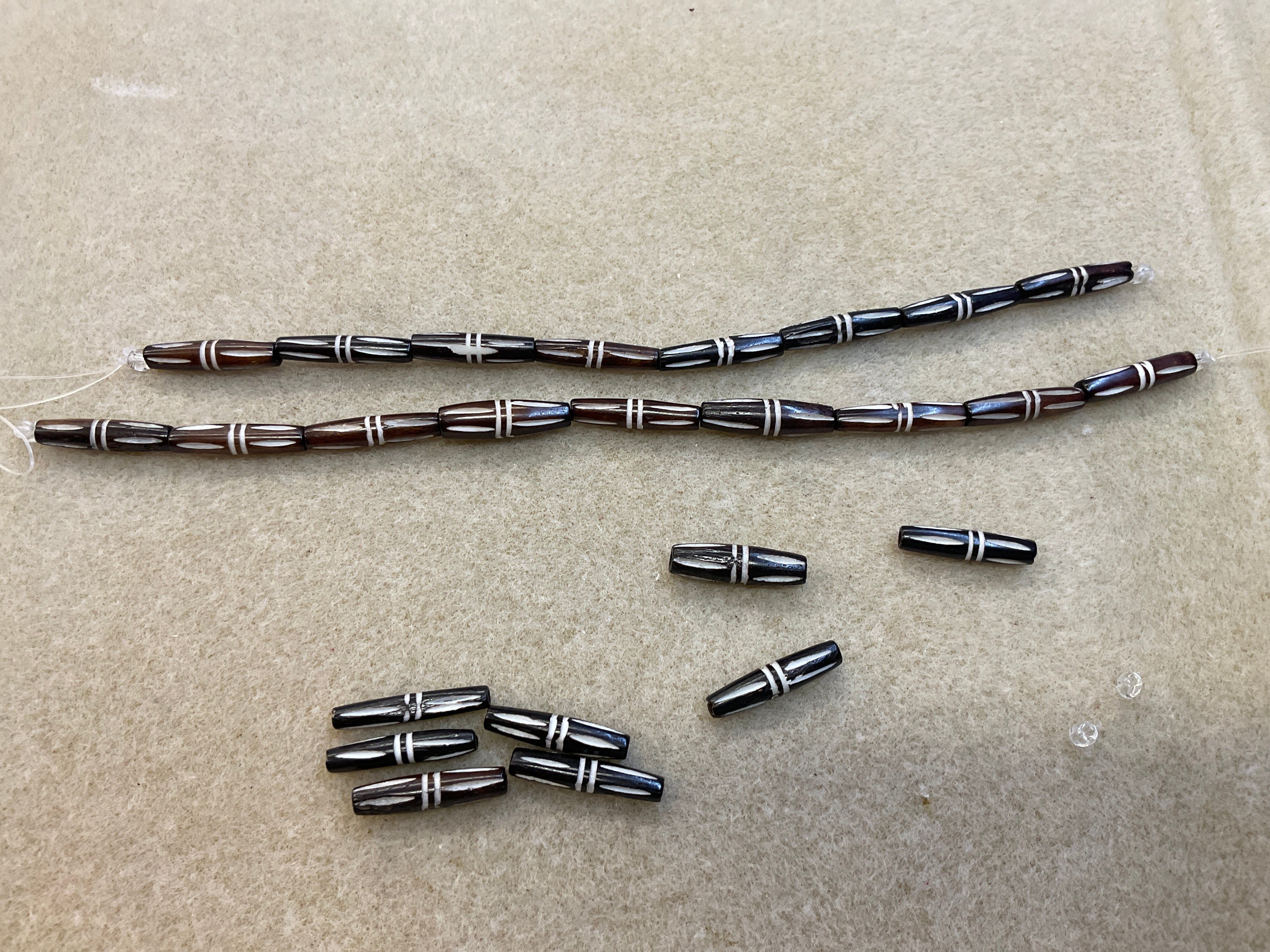 Bone Beads Carved Tubular w/Slashes