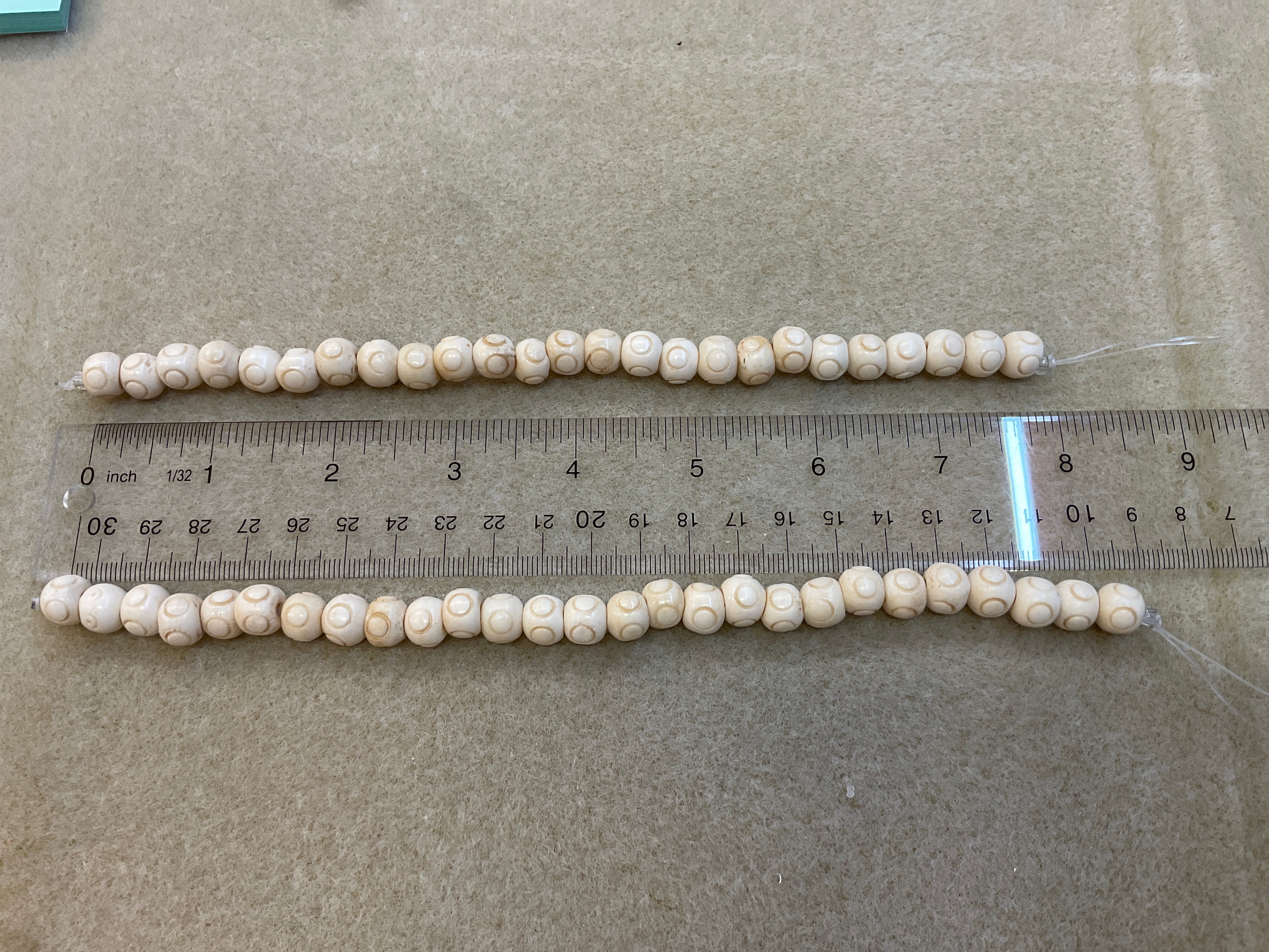 Bone Beads Round w/Circles