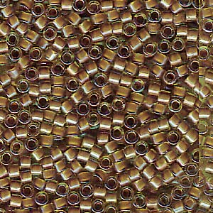 Photo of Cocoa Lined Chartreuse AB Miyuki Delica Beads 11/0