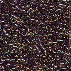 Photo of Dark Amethyst Lined Chartreuse AB Miyuki Delica Beads 11/0