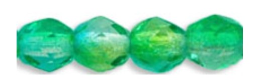 4MM Dual-Coated Green/Aqua Czech Glass Fire Polished Beads