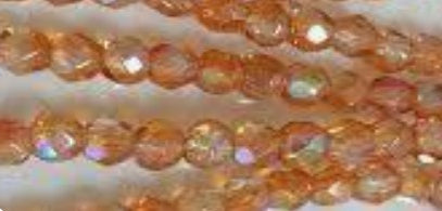 3MM Crystal Orange Rainbow Czech Glass Fire Polished Beads