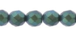 3MM Polychrome Viridian Czech Glass Fire Polished Beads