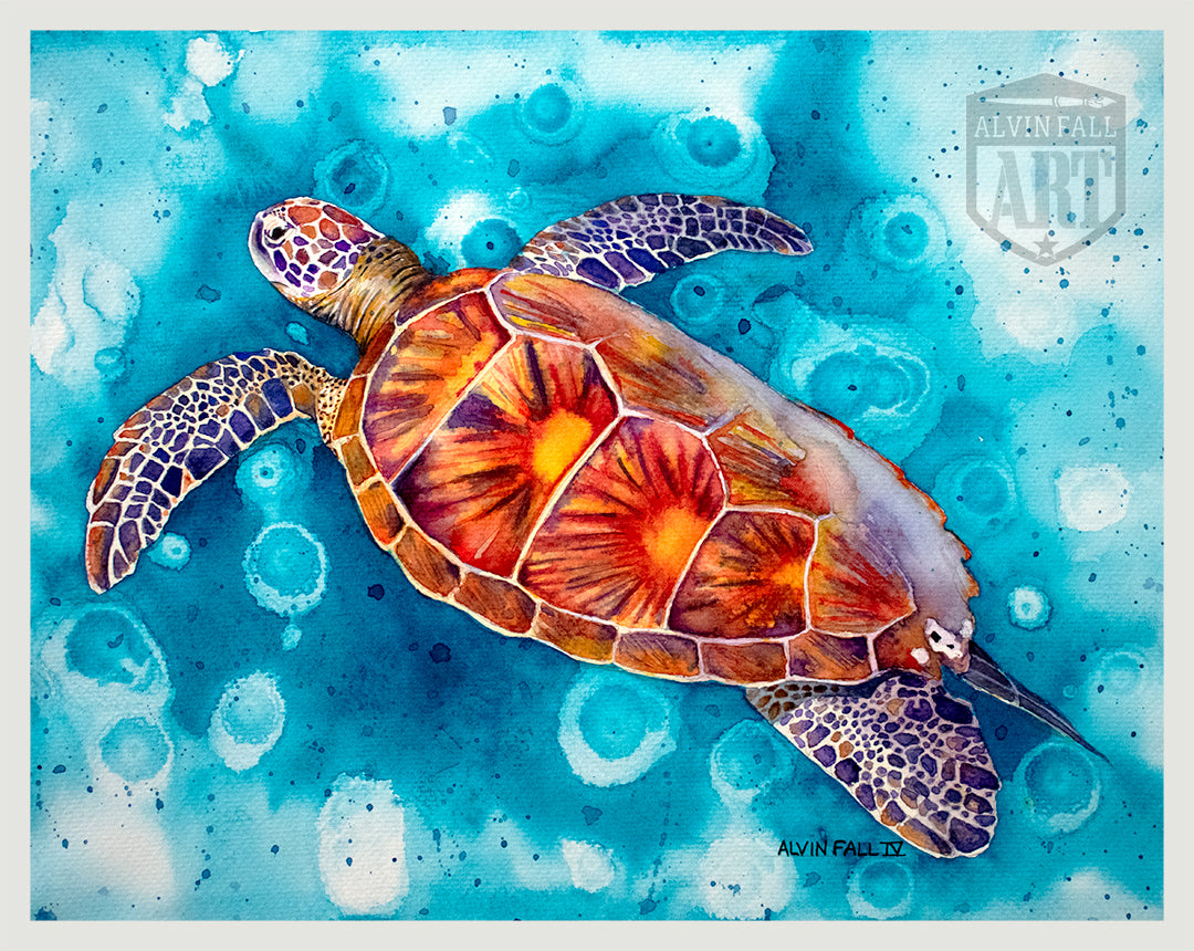 Sea Turtle Watercolor Print