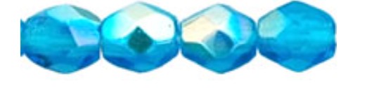 3MM Capri Blue AB Czech Glass Fire Polished Beads