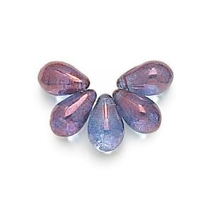 6x9mm Lumi Amethyst Side Drill Glass Tear Drops