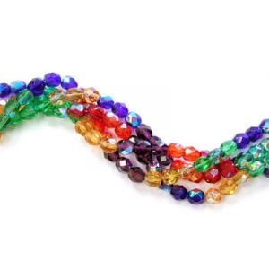 6mm Lollipop AB Mix Czech Glass Fire Polished Beads