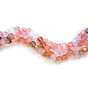 6mm Rose Blossom Mix Czech Glass Fire Polished Beads