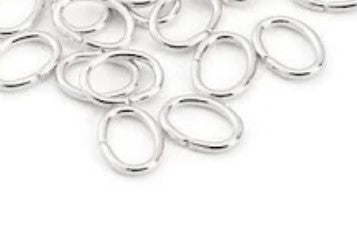 OVAL Open Jump Rings 5x4mm Silver Tone