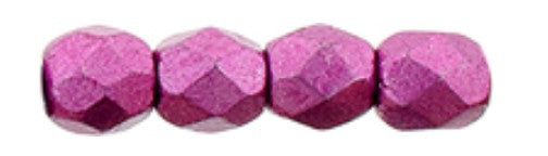 3MM Sat Met Pink Yarrow Czech Glass Fire Polished Beads
