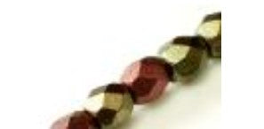 4MM Purple Iris Gold Czech Glass Fire Polished Beads