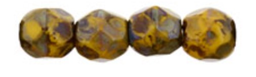 3MM Sunflower Yellow Picasso Czech Glass Fire Polished Beads