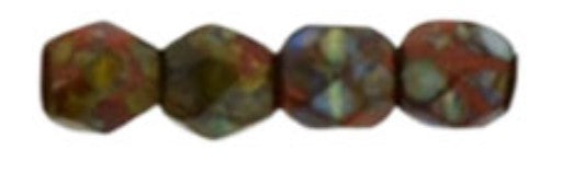 3MM Umber Picasso Czech Glass Fire Polished Beads