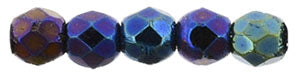 2MM Iris Blue Czech Glass Fire Polished Beads