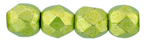 3MM Saturated Metallic Lime Punch Czech Glass Fire Polished Beads