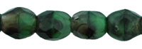 3MM Green/Black Swirl Czech Glass Fire Polished Beads