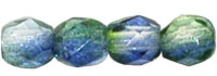3MM Dual-Coated Blueberry Green Tea Czech Glass Fire Polished Beads