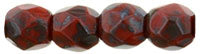 3MM Opaque Red Picasso Czech Glass Fire Polished Beads