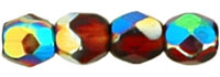 3MM Ruby Vitral Czech Glass Fire Polished Beads