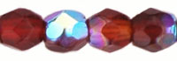 3MM Ruby AB Czech Glass Fire Polished Beads