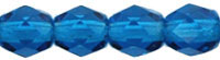 4MM Capri Blue Czech Glass Fire Polished Beads