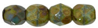 3MM Opaque Olive Picasso Czech Glass Fire Polished Beads