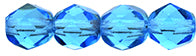 6MM Aquamarine Czech Glass Fire Polished Beads