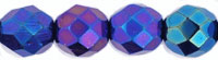 4MM Iris Blue Czech Glass Fire Polished Beads