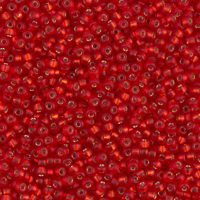 Matte Silver-Lined Flame Red Miyuki Seed Beads 11/0