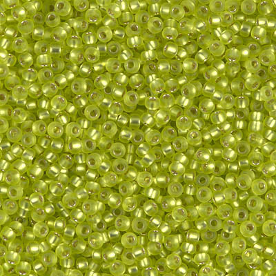 Matte Silver-Lined Chartreuse Miyuki Seed Beads 11/0