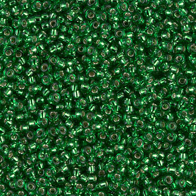 Silver Lined Green Miyuki Seed Beads 11/0