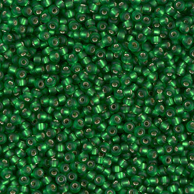 Matte Silver-Lined Green Miyuki Seed Beads 11/0