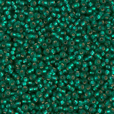 Matte Silver-Lined Emerald Miyuki Seed Beads 11/0