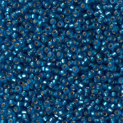 Matte Silver-Lined Capri Blue Miyuki Seed Beads 11/0