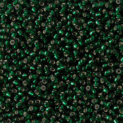 Silver-Lined Dark Emerald Miyuki Seed Beads 11/0