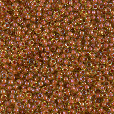Dark Pink Lined Chartreuse Miyuki Seed Beads 11/0