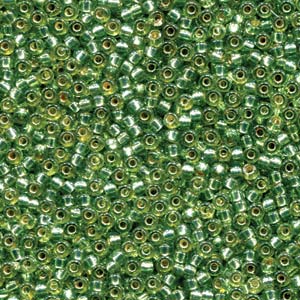 Duracoat Silver-Lined Dyed Green Miyuki Seed Beads 11/0