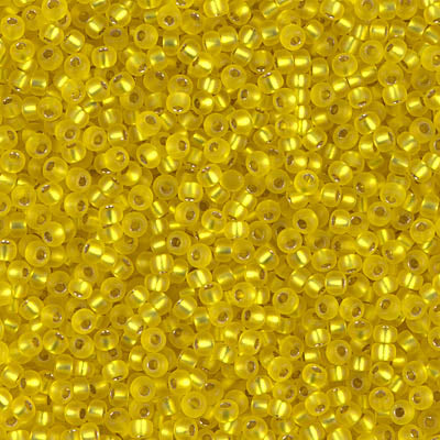 Matte Silver-Lined Yellow Miyuki Seed Beads 11/0