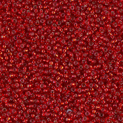 Silver-Lined Red Miyuki Seed Beads 15/0