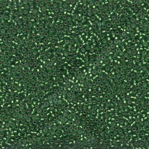 Matte Silver-Lined Green Miyuki Seed Beads 15/0