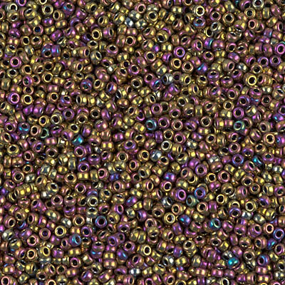 Matte Purple/Gold Iris Miyuki Seed Beads 15/0