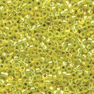 Duracoat Silver-Lined Dyed Yellow Miyuki Seed Beads 15/0