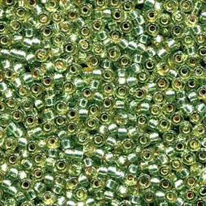 Duracoat Silver-Lined Dyed Green Miyuki Seed Beads 15/0
