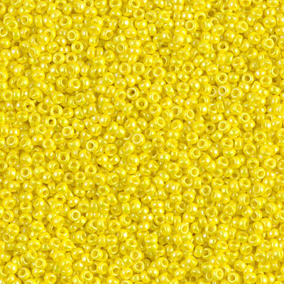 Opaque Yellow AB Miyuki Seed Beads 15/0