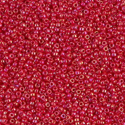 Opaque Red AB Miyuki Seed Beads 15/0