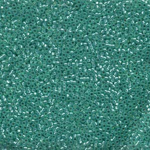 Dyed Aqua Green Silver-Lined Alabaster Miyuki Seed Beads 15/0